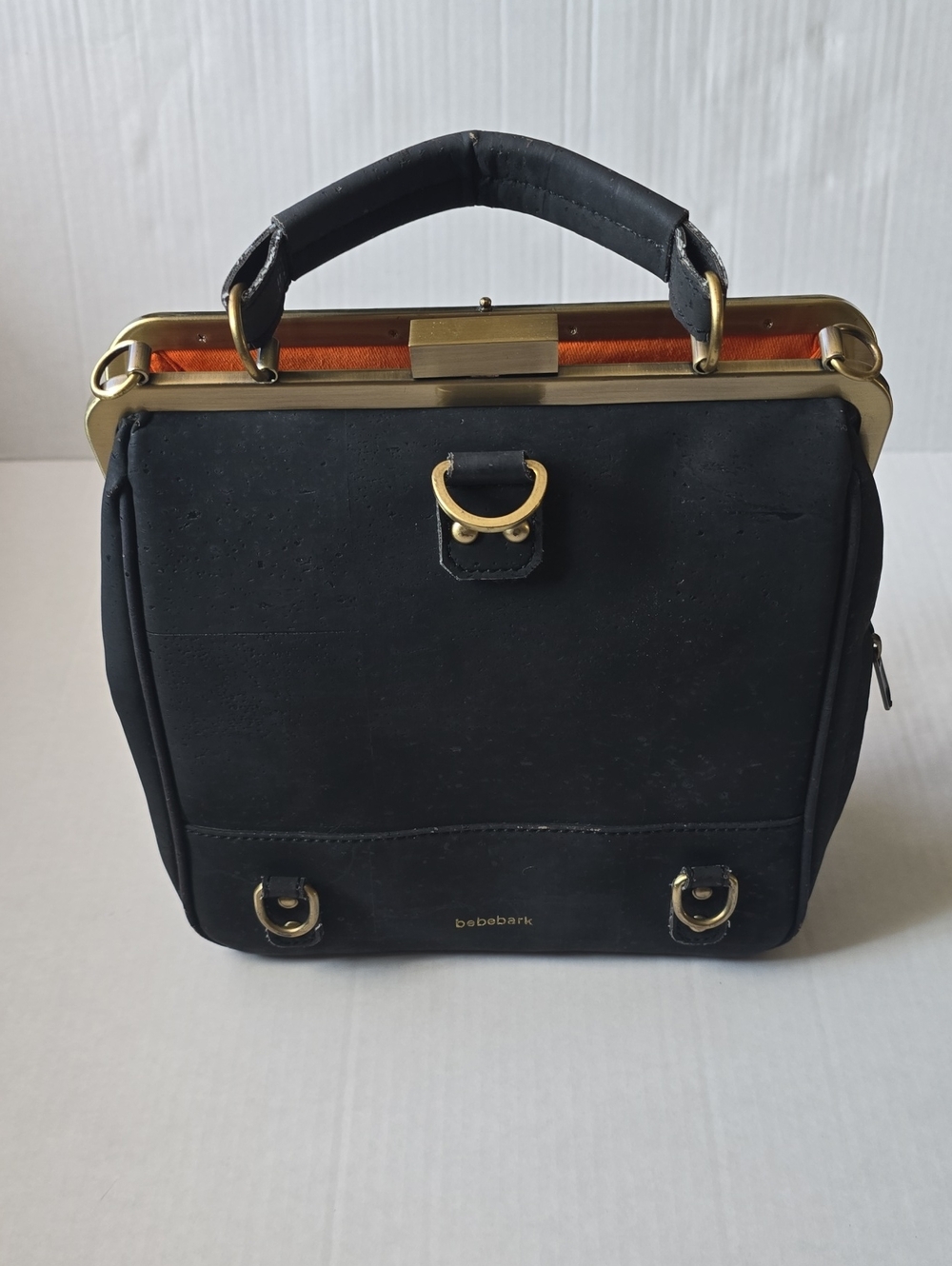 Laflore Paris Bebebark Handbag / Cloche Bag - Black Cork (No Long Straps)